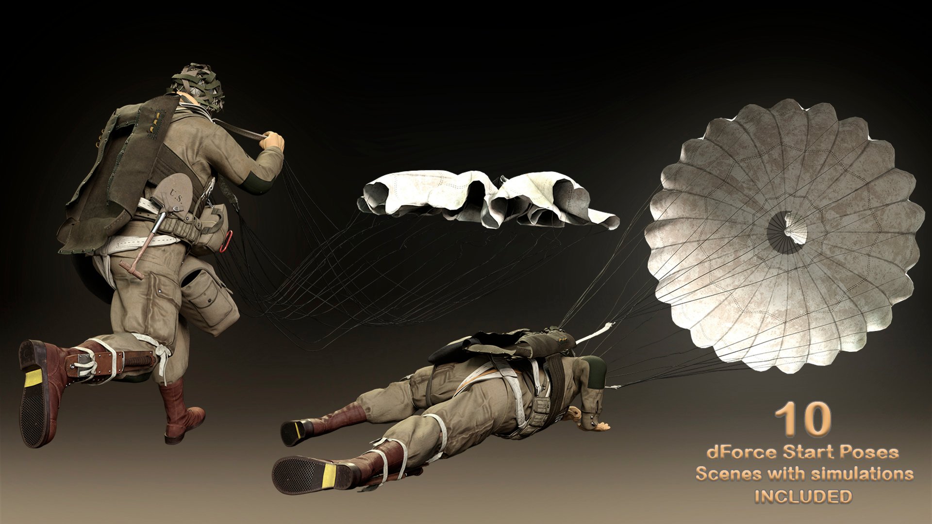 US WW2 Uniform Paratrooper Expansion by: Luthbellina, 3D Models by Daz 3D