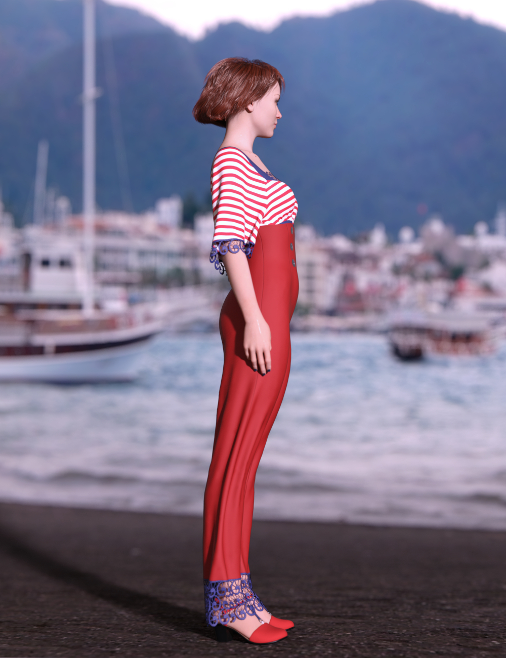 dForce Anchors Aweigh Outfit for Genesis 8 Female(s) by: Leviathan, 3D Models by Daz 3D