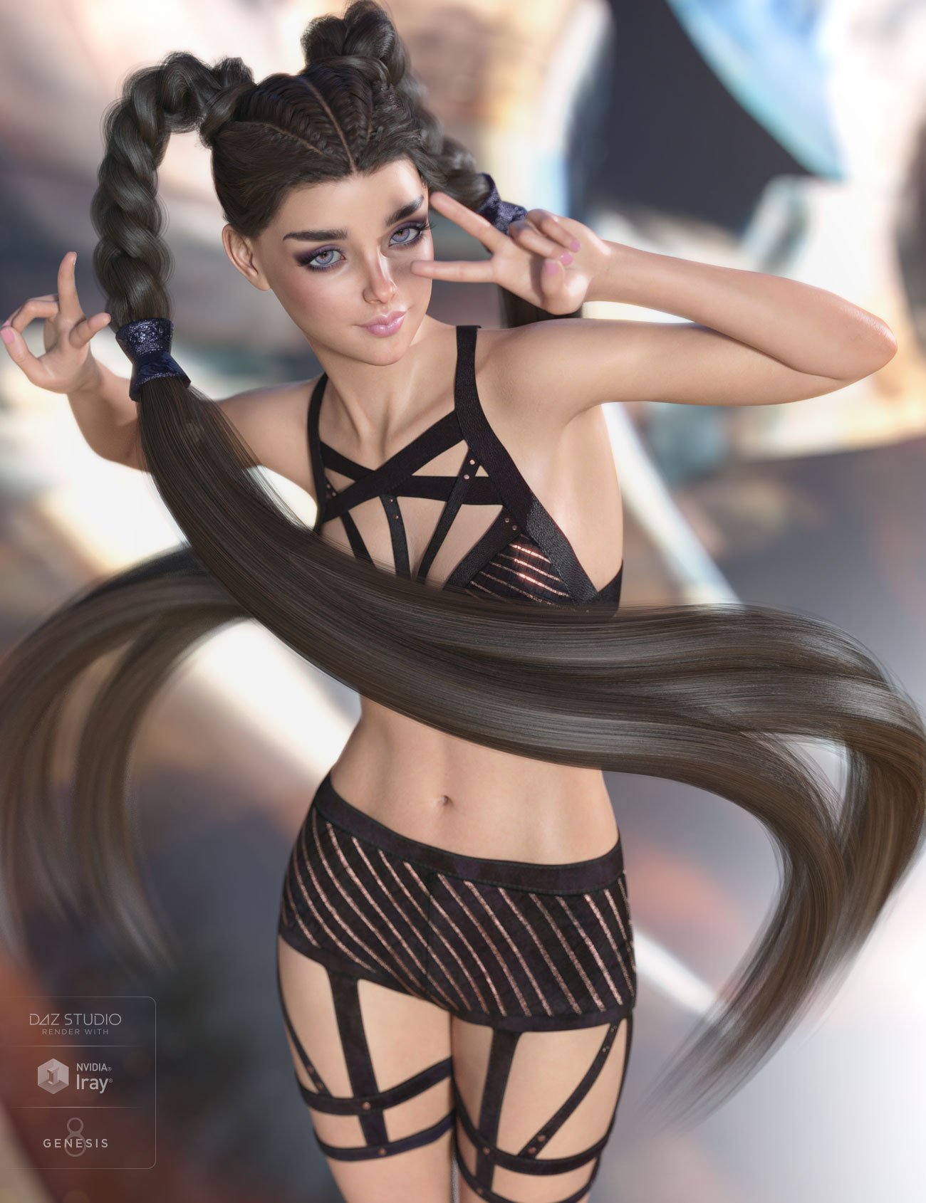 Rowan Hair for Genesis 3 & 8 Female(s) by: AprilYSH, 3D Models by Daz 3D