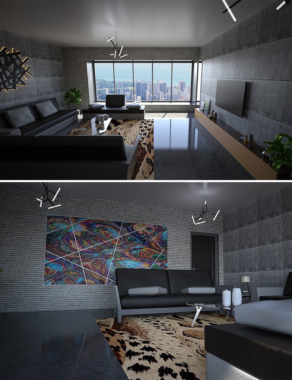 High Rise Living Room by: Tesla3dCorp, 3D Models by Daz 3D