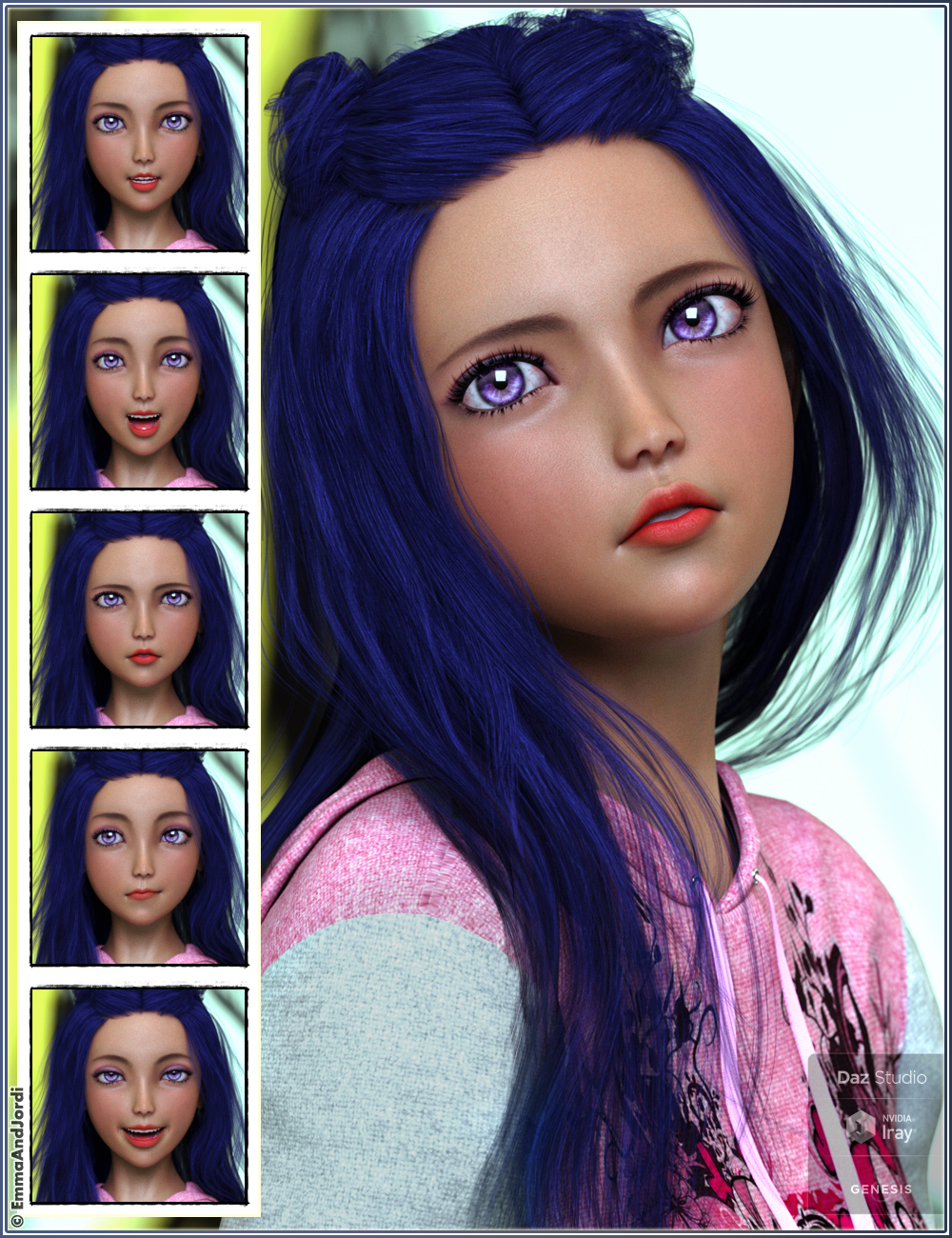 Mixable Expressions for Kanade 8 and Genesis 8 Female(s) by: , 3D Models by Daz 3D