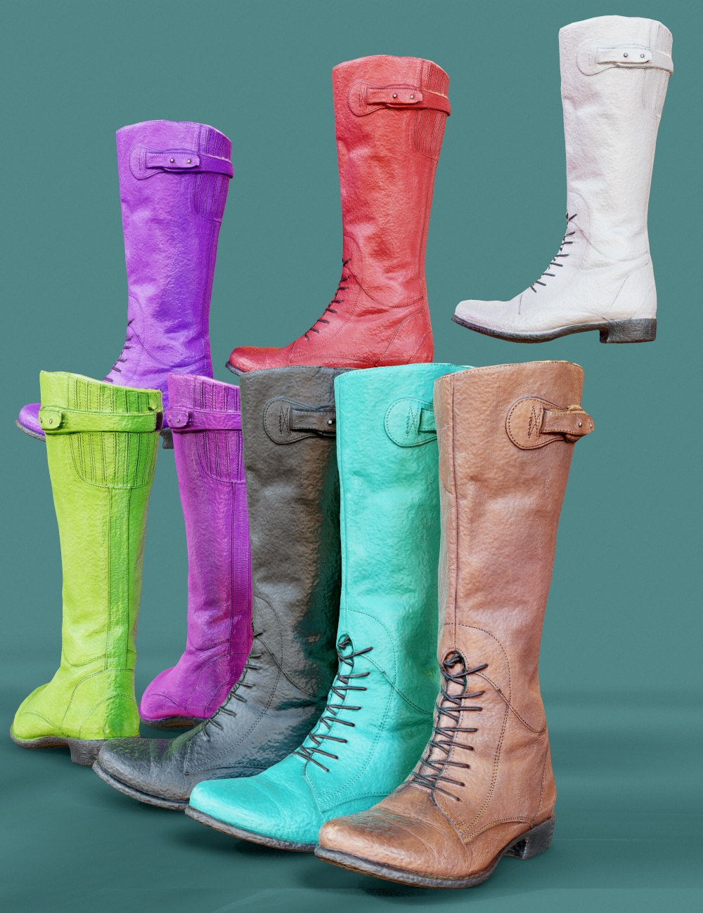Tall Lace Boots for Genesis 8 Female by: Polygonal Miniatures, 3D Models by Daz 3D