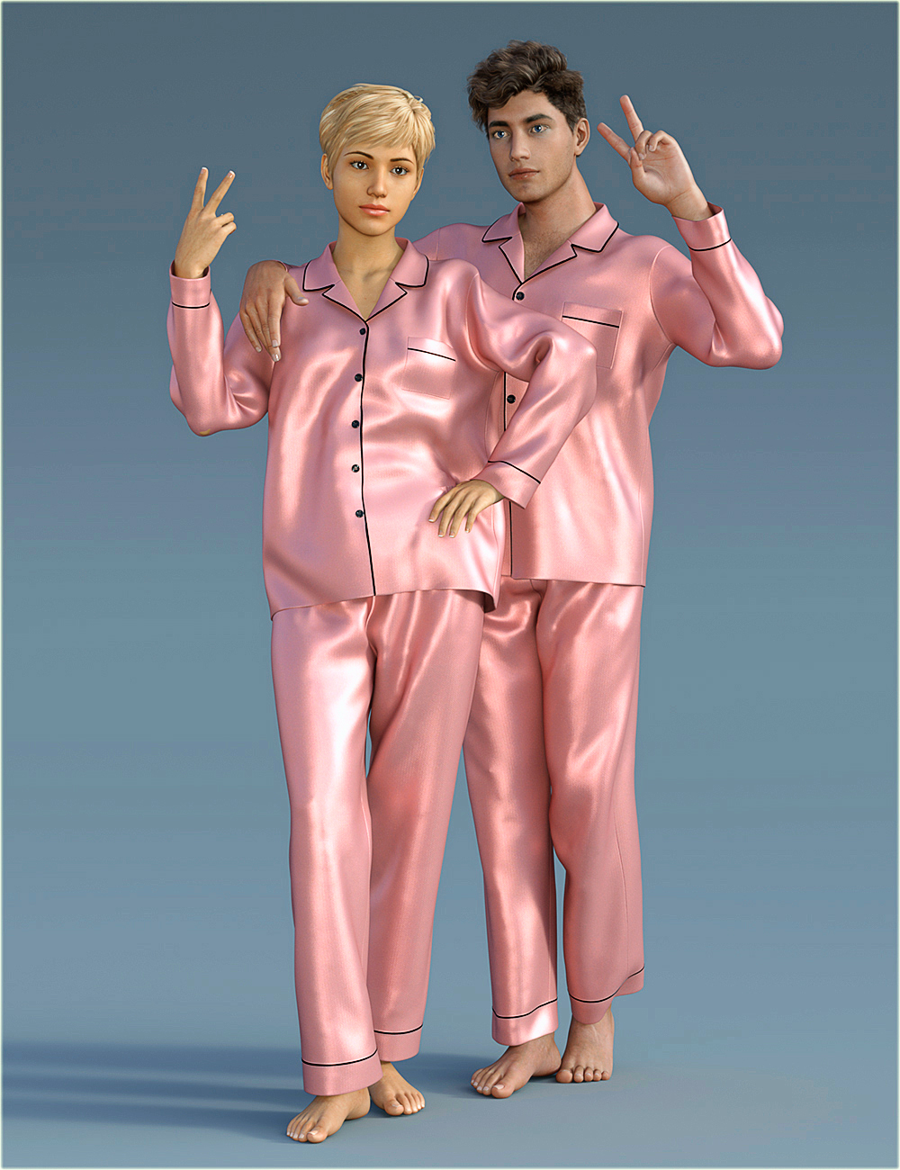 dForce H&C Pajamas Set for Genesis 8 by: IH Kang, 3D Models by Daz 3D