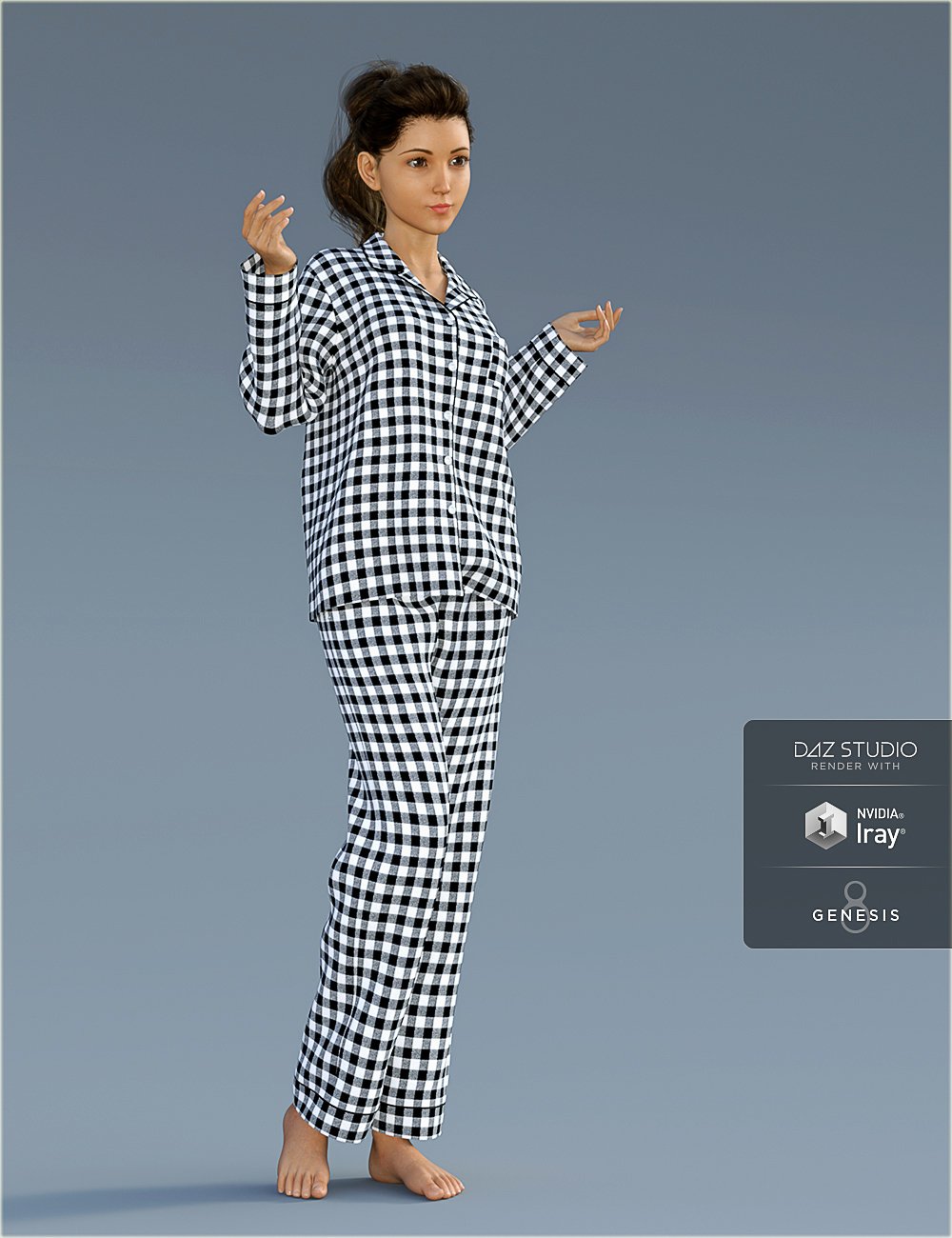 dForce H&C Pajamas Set for Genesis 8 by: IH Kang, 3D Models by Daz 3D