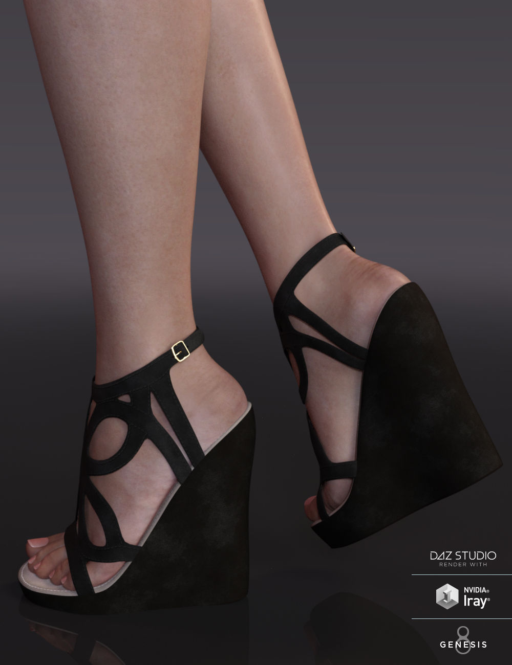 Cricket Wedge Sandals for Genesis 8 Female(s) | Daz 3D