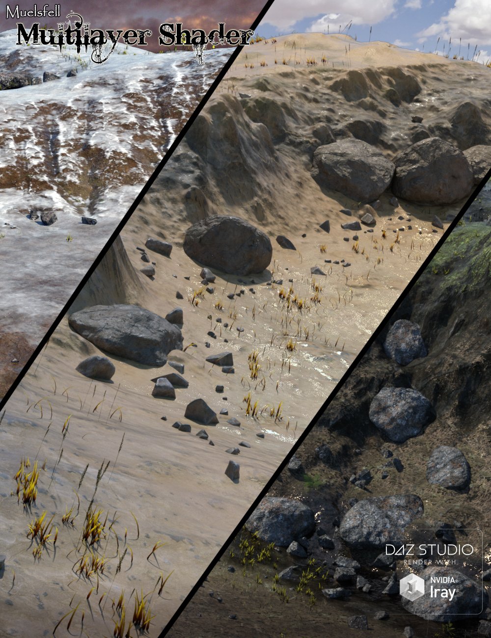 Muelsfell Multilayer Iray Terrain Shader by: E-Arkham, 3D Models by Daz 3D
