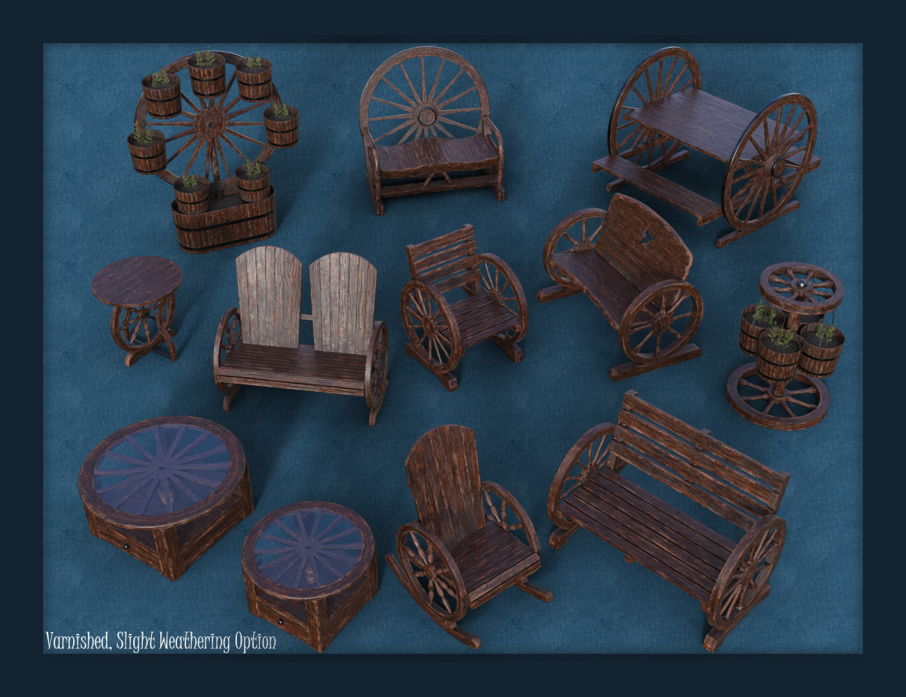 Rustic Garden Furniture by: David BrinnenForbiddenWhispers, 3D Models by Daz 3D