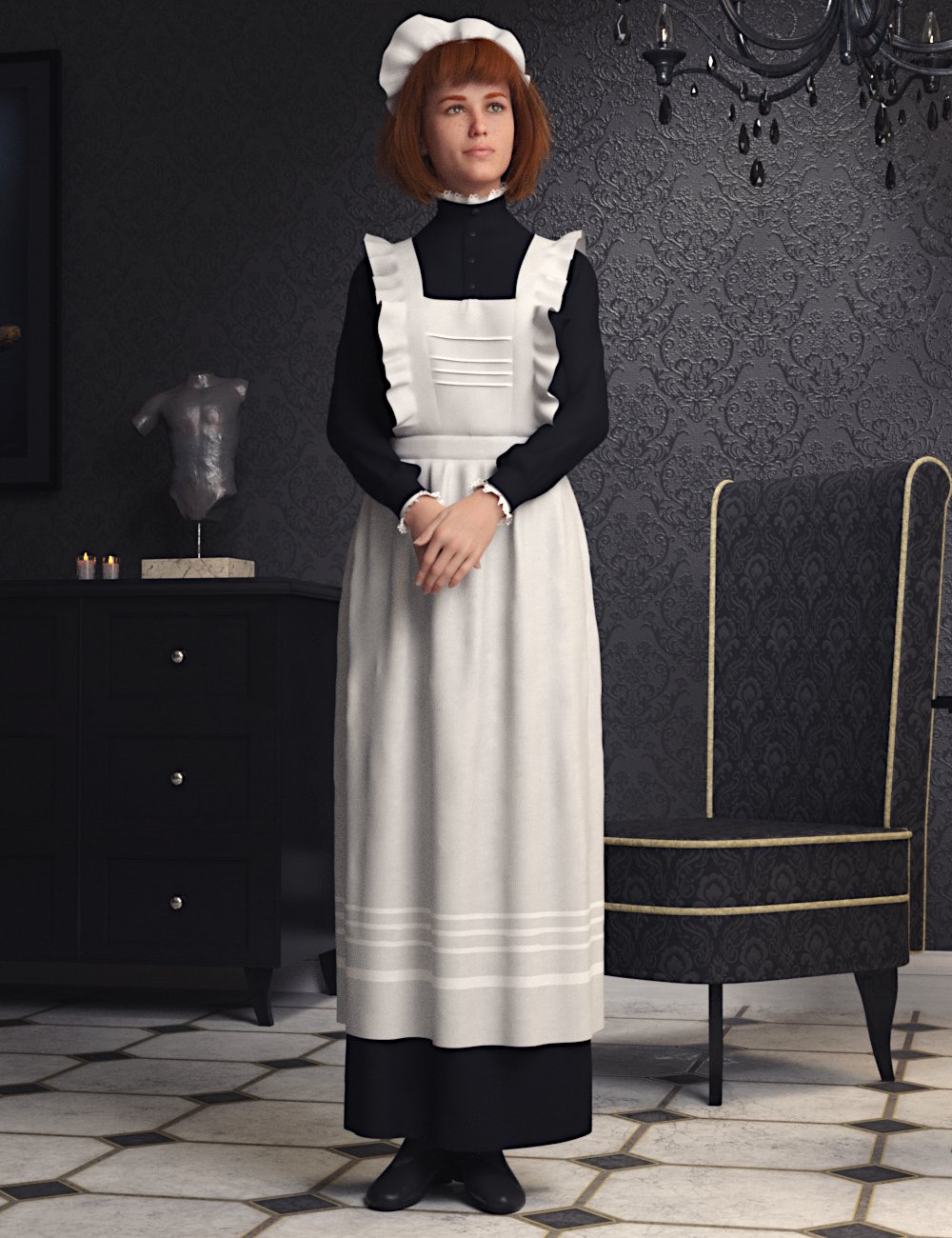 dForce Edwardian Maid Uniform for Genesis 8 Female(s) by: Toyen, 3D Models by Daz 3D