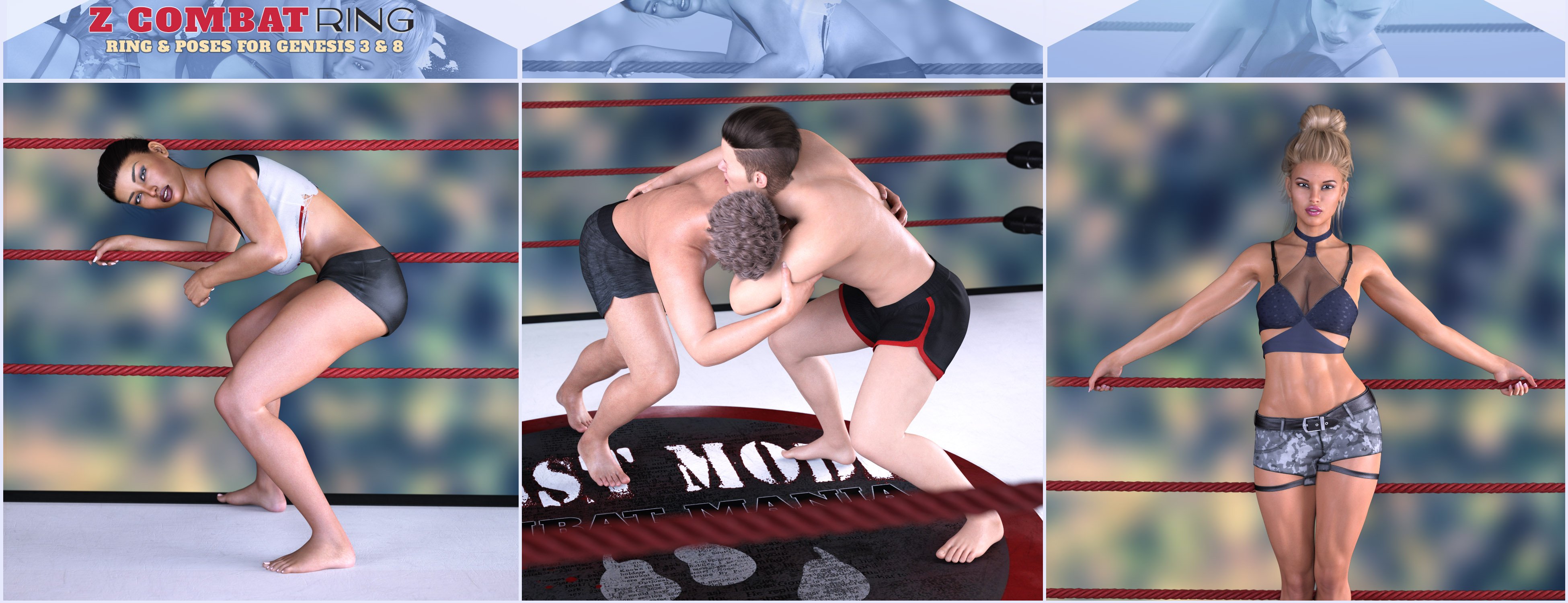 Z Combat Ring and Poses for Genesis 3 and 8 Z Combat Ring and Poses for Genesis 3 and 8 by: Zeddicuss, 3D Models by Daz 3D