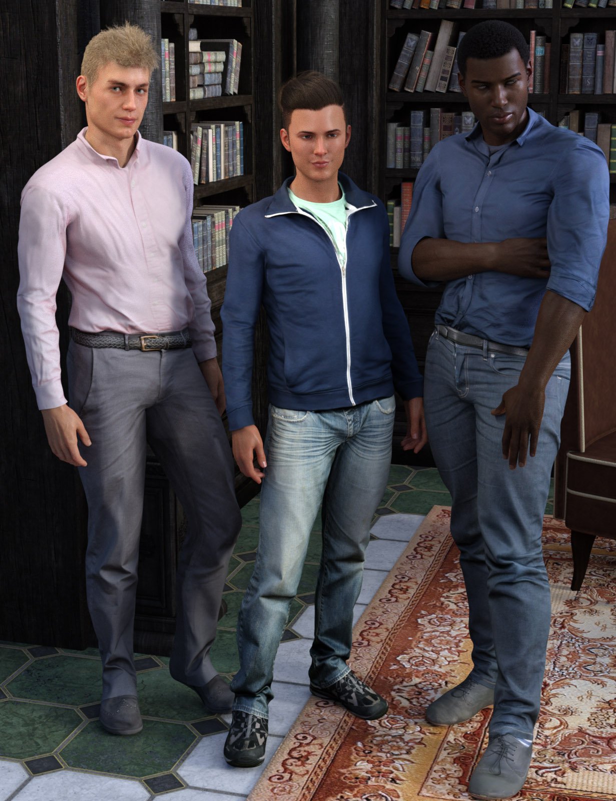 Casual Outfits for Genesis 8 Male(s) by: Polygonal MiniaturesOskarsson, 3D Models by Daz 3D