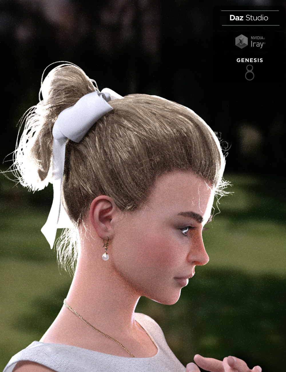 Sylvia Tied Bun Hair for Genesis 8 Female(s) by: Neftis3D, 3D Models by Daz 3D