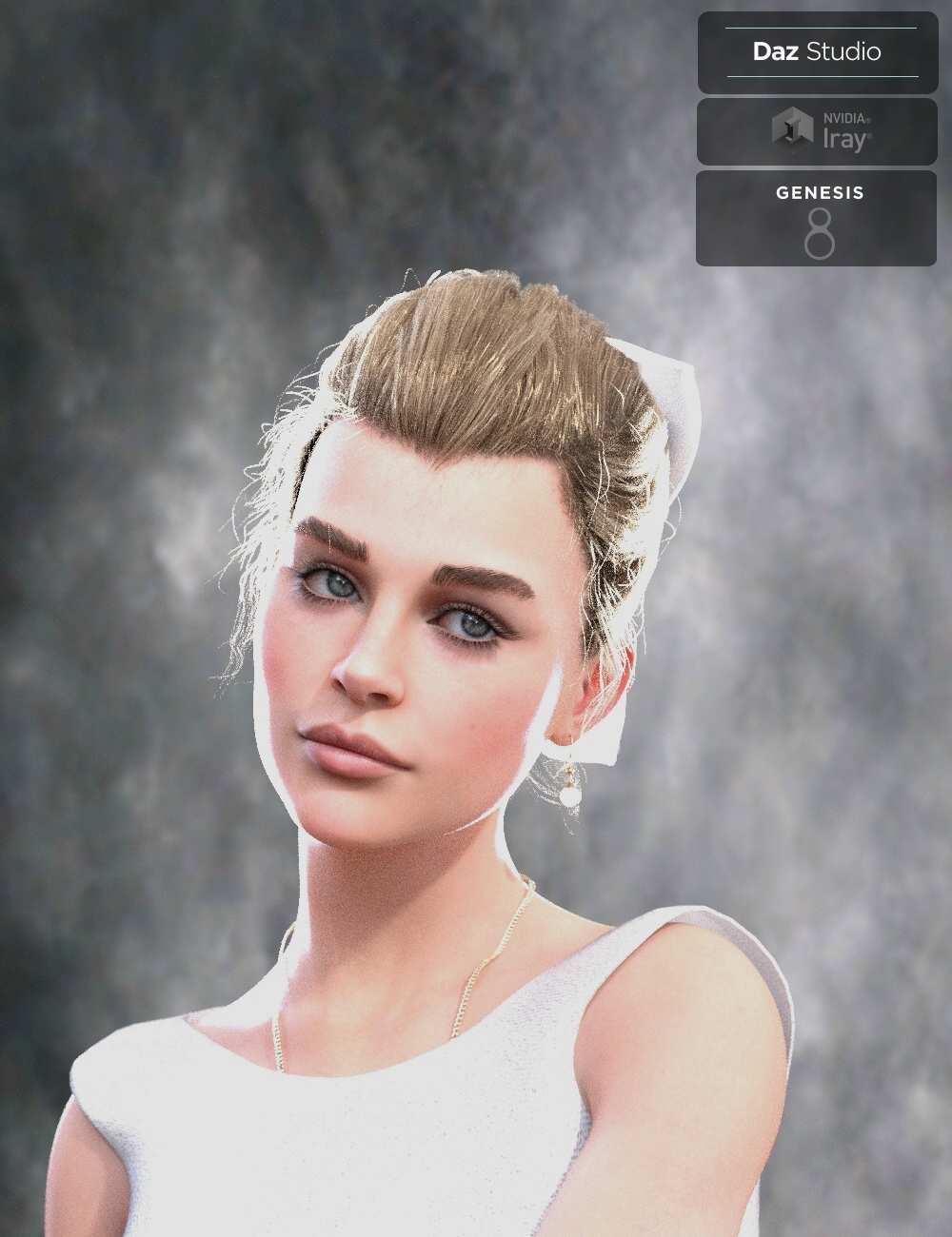 Sylvia Tied Bun Hair for Genesis 8 Female(s) by: Neftis3D, 3D Models by Daz 3D