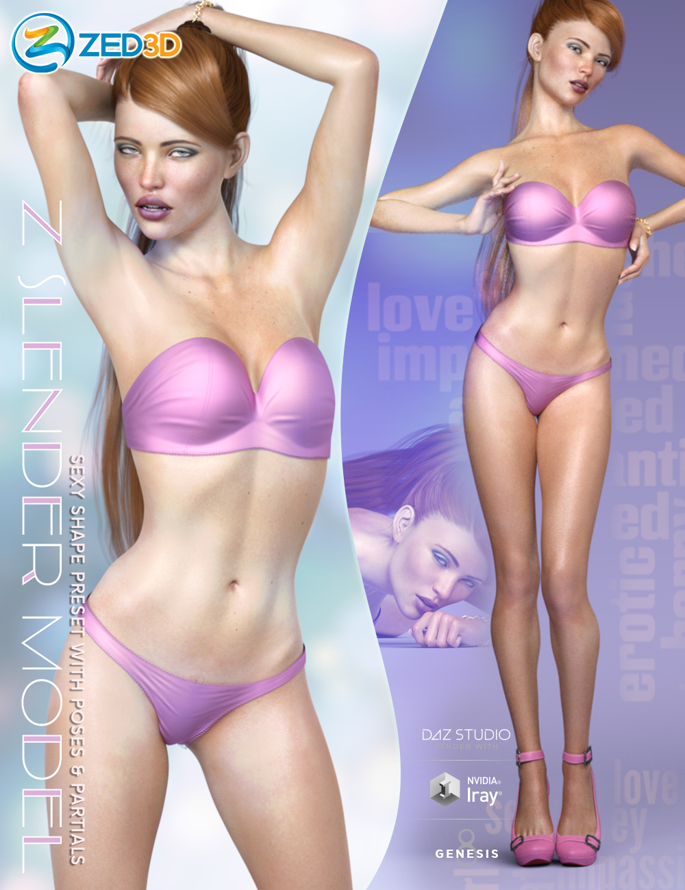 Z Slender Model Shape Preset and Poses for Genesis 8 Female by: Zeddicuss, 3D Models by Daz 3D