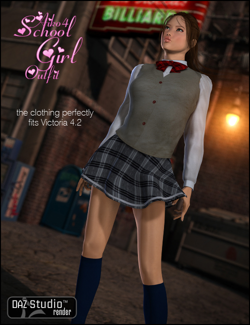 School Girl Uniform for Aiko 4 by: , 3D Models by Daz 3D