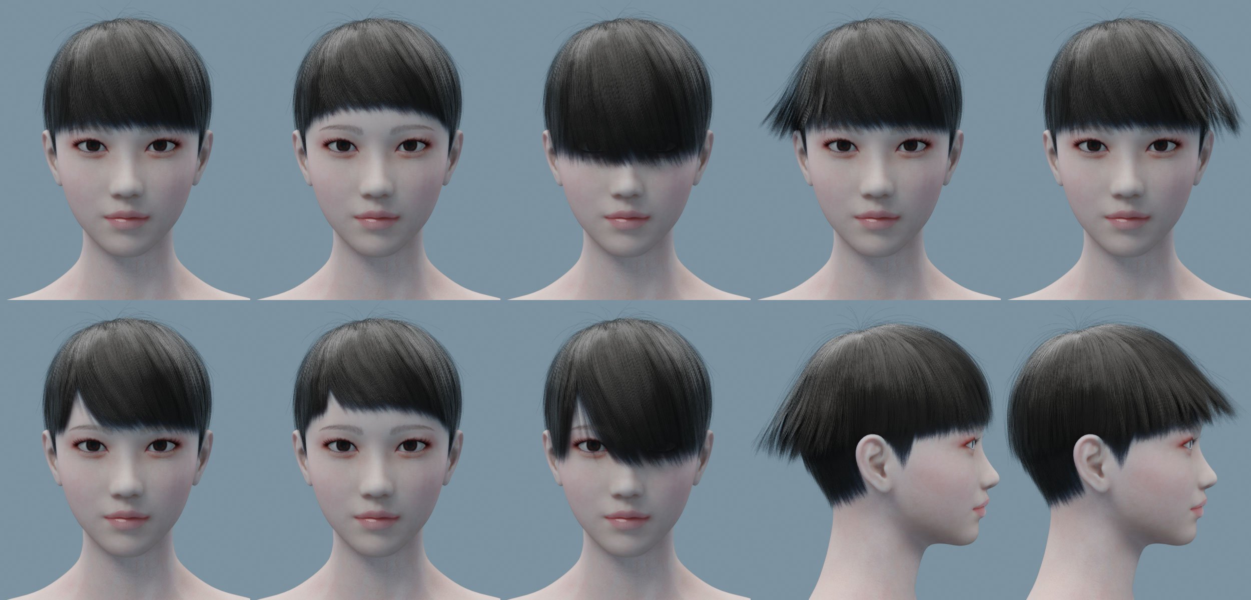 HY Short Hair for Genesis 3 and 8 by: HerYun, 3D Models by Daz 3D