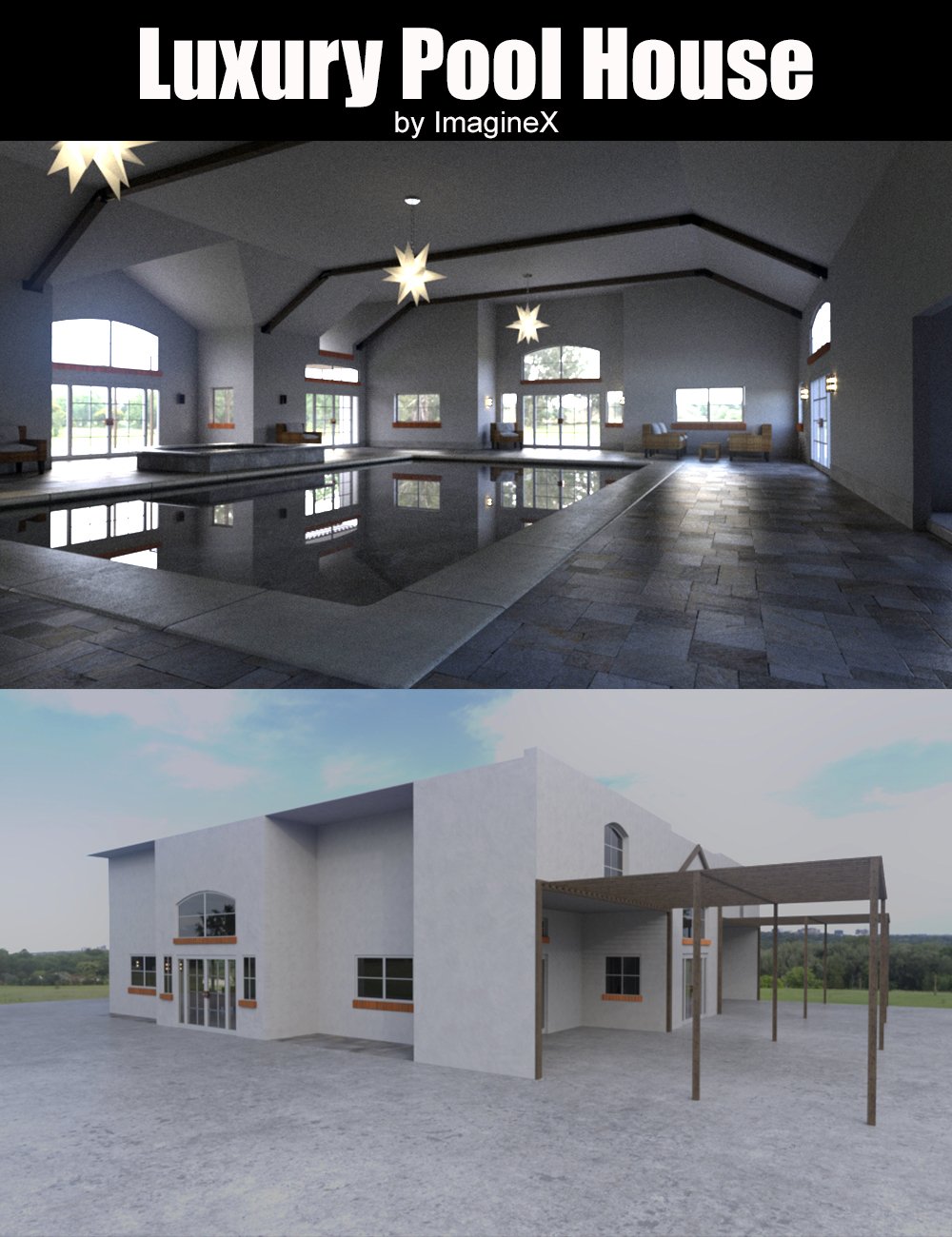 Luxury Pool House by: ImagineX, 3D Models by Daz 3D