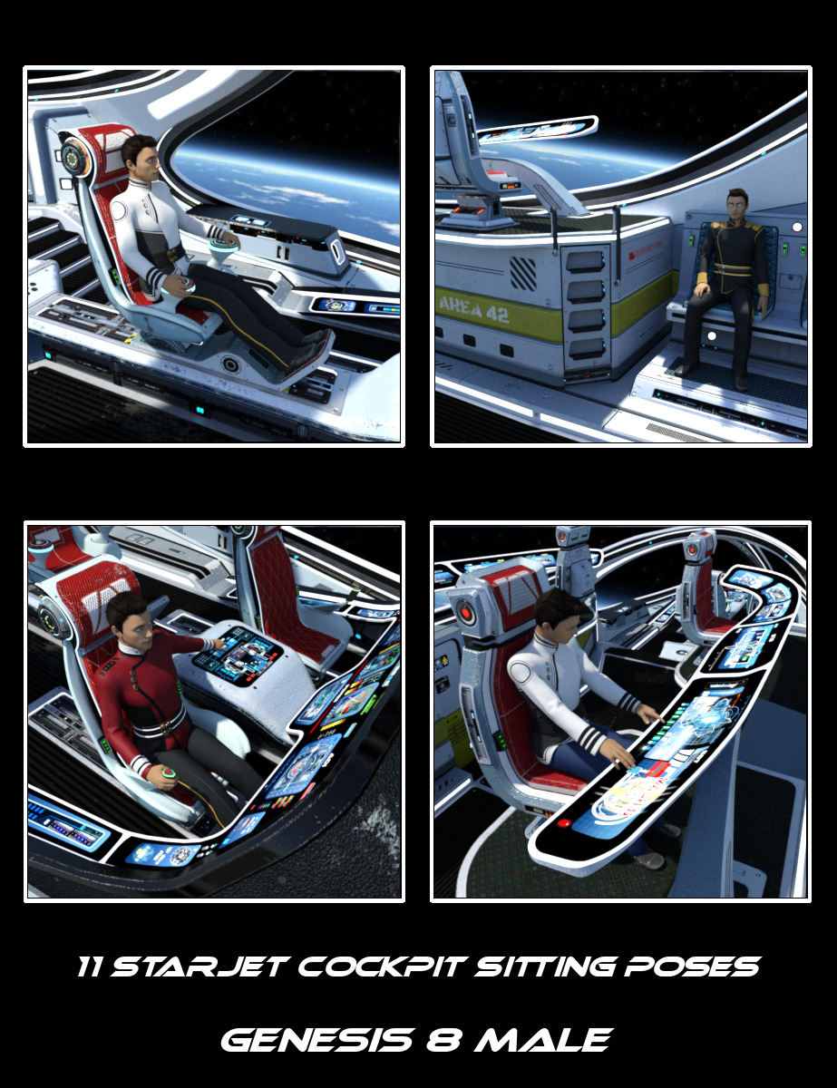 StarJet Cockpit Crew Poses by: Kibarreto, 3D Models by Daz 3D