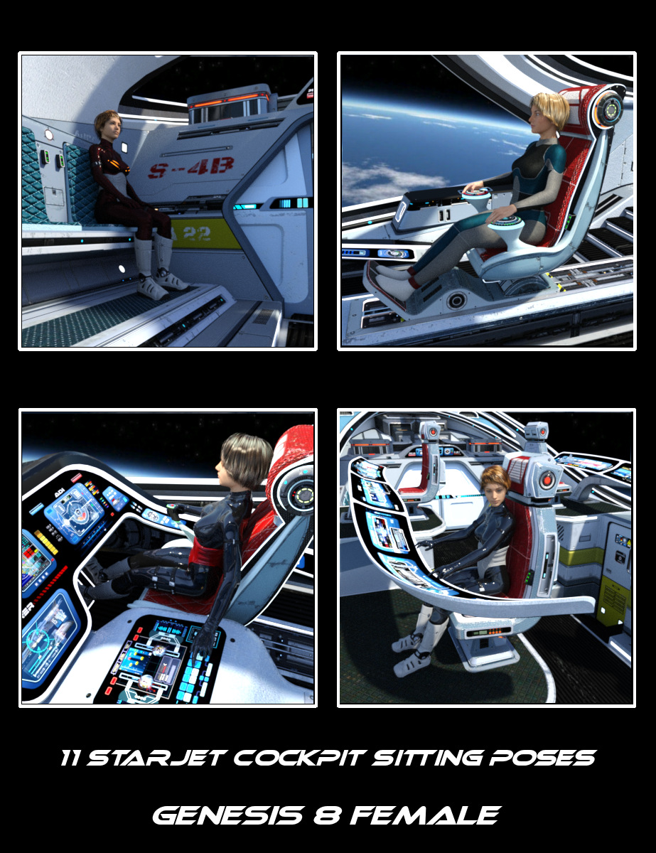 StarJet Cockpit Crew Poses by: Kibarreto, 3D Models by Daz 3D