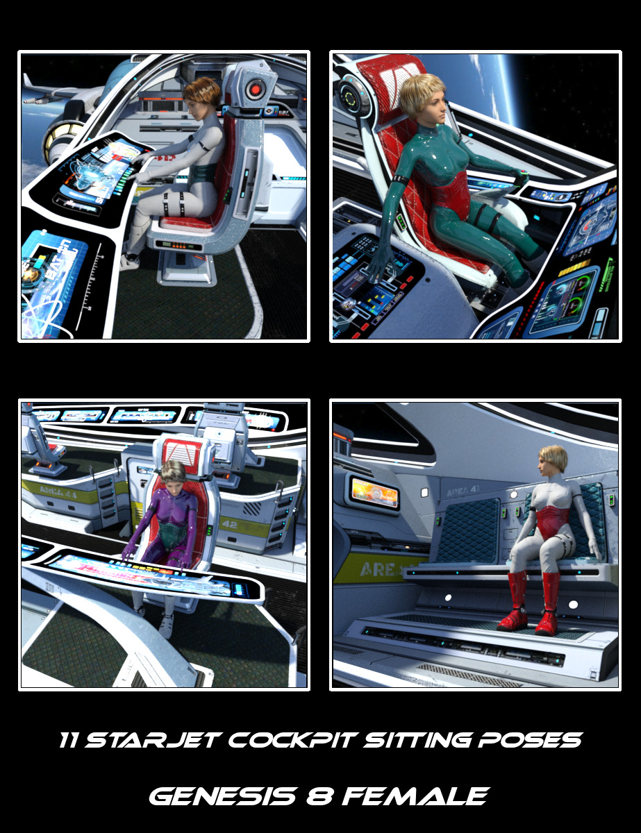 StarJet Cockpit Crew Poses StarJet Cockpit Crew Poses by: Kibarreto, 3D Models by Daz 3D