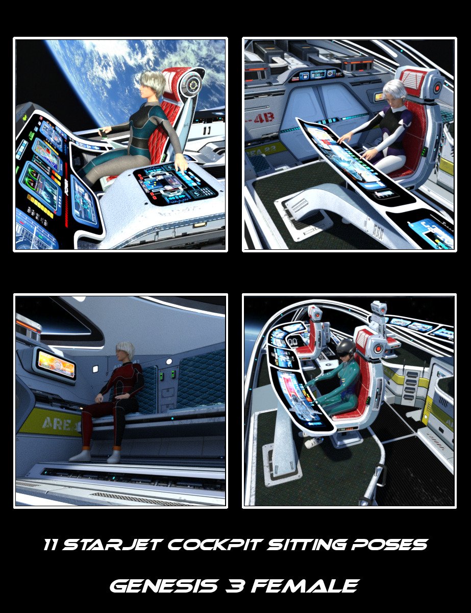 StarJet Cockpit Crew Poses StarJet Cockpit Crew Poses by: Kibarreto, 3D Models by Daz 3D