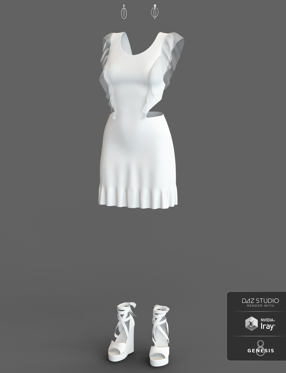 dForce Spring Mini Dress for Genesis 8 Female(s) by: Moonscape GraphicsSade, 3D Models by Daz 3D