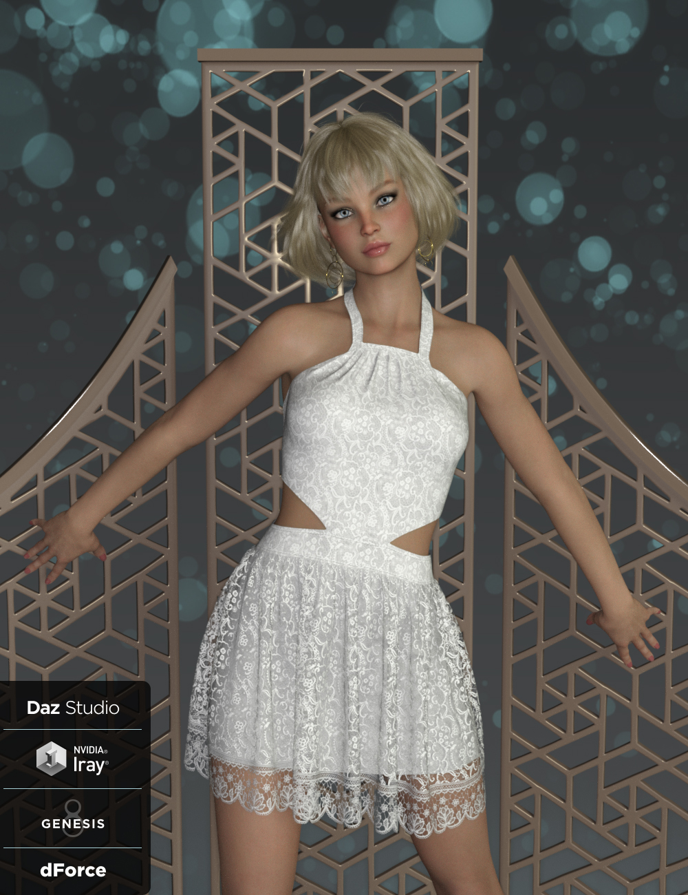 dForce Tessa Dress for Genesis 8 Female(s) by: PandyGirlWildDesigns, 3D Models by Daz 3D