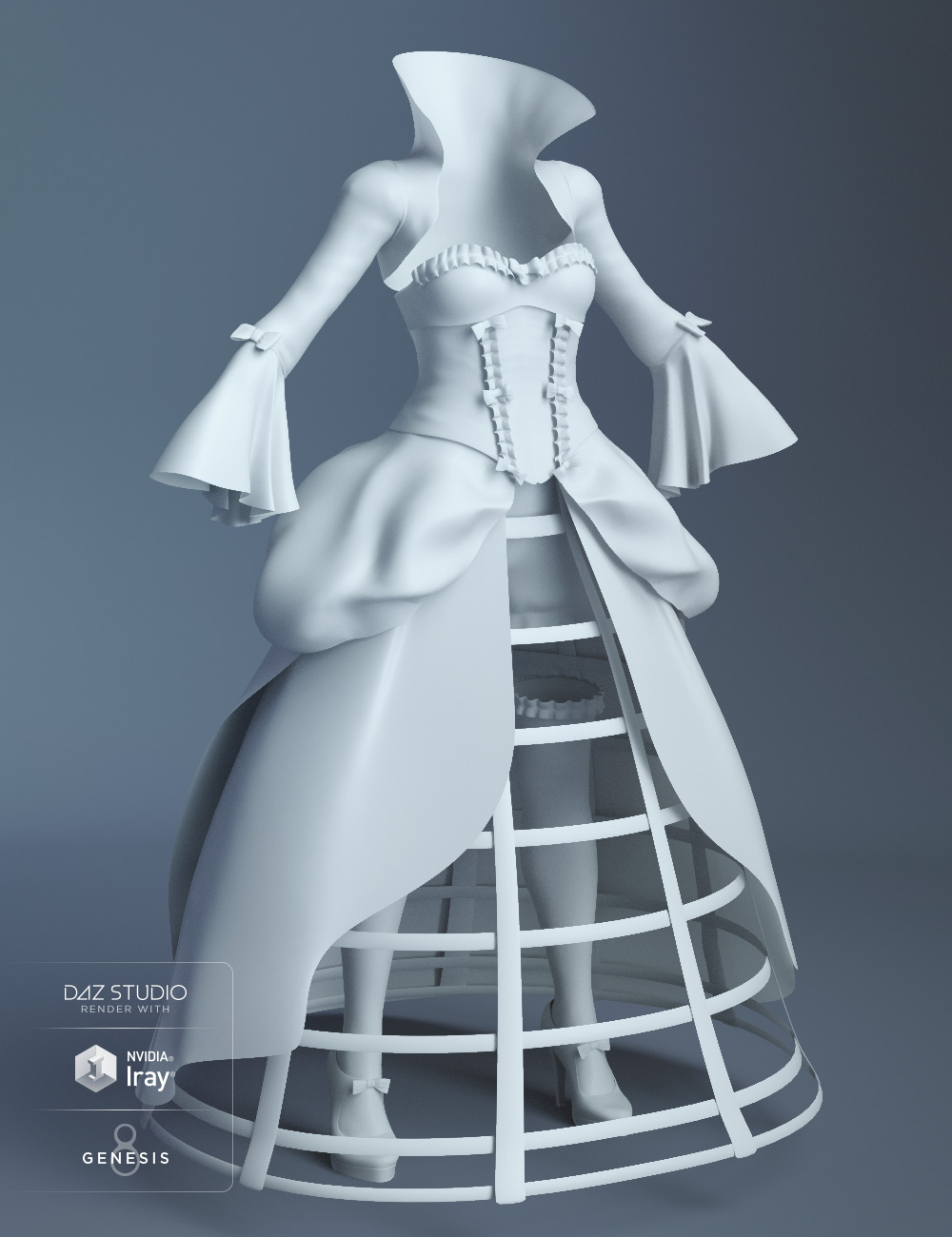 dForce Vintage Cage Dress for Genesis 8 Female(s) by: Barbara BrundonMoonscape GraphicsSadeUmblefugly, 3D Models by Daz 3D