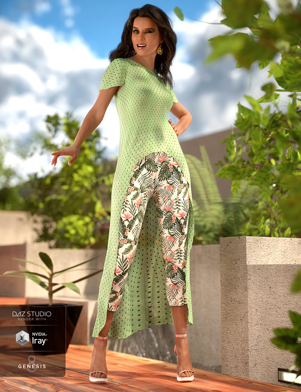 dForce Pretty Stylish Outfit for Genesis 8 Female(s) by: Moonscape GraphicsNikisatezSade, 3D Models by Daz 3D