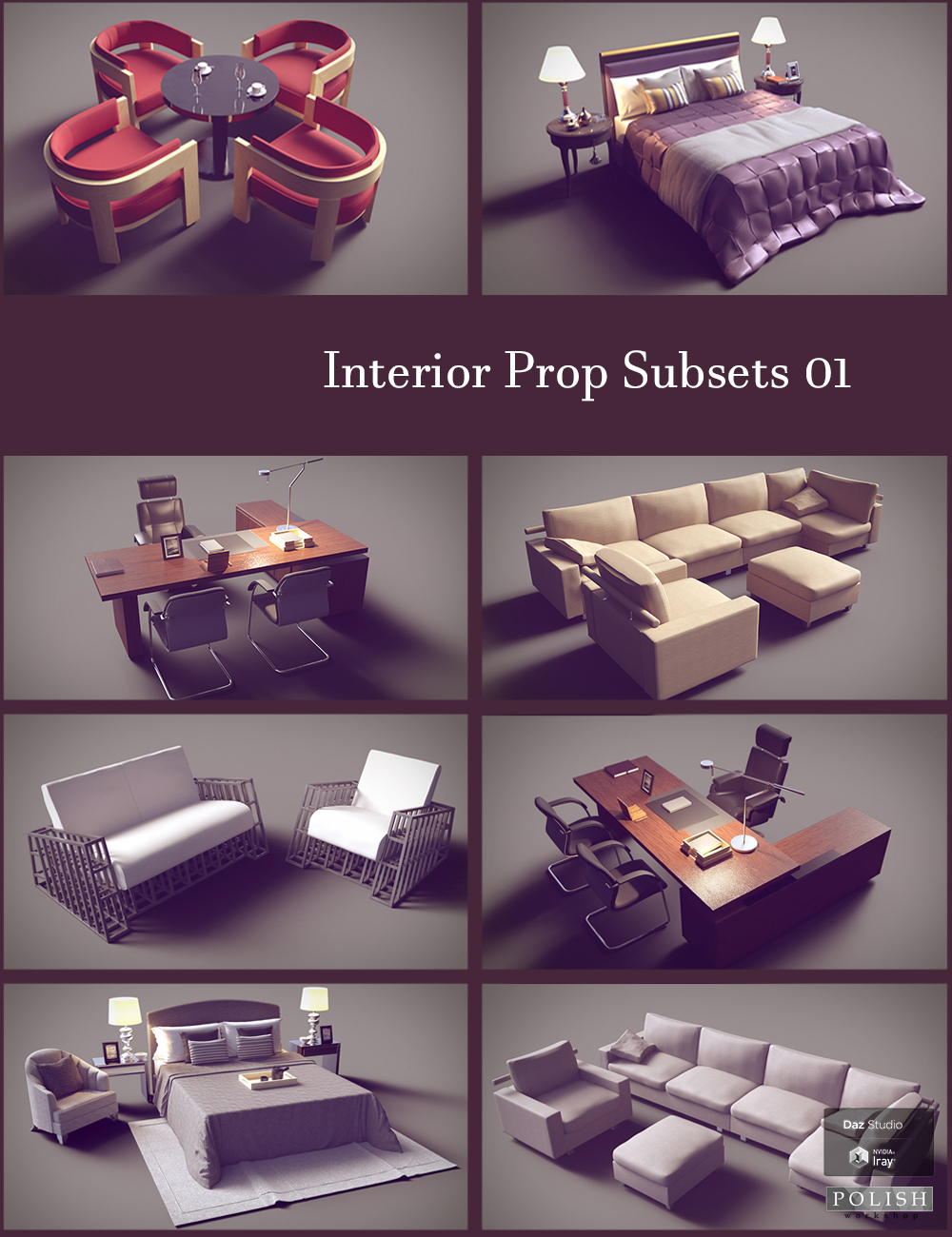 Interior Prop Subsets 01 by: Polish, 3D Models by Daz 3D