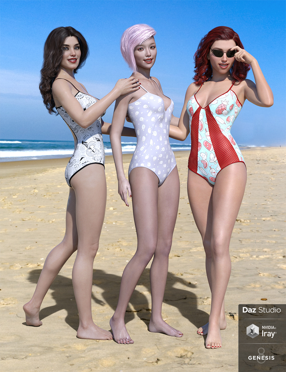 Dixie Swimwear for Genesis 8 Female(s) by: Sapphire3DSade, 3D Models by Daz 3D