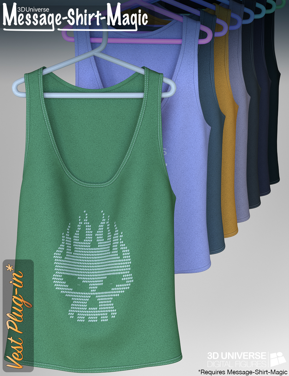 Message-Shirt-Magic Vest Plugin for Genesis 8 Female(s) by: 3D Universe, 3D Models by Daz 3D