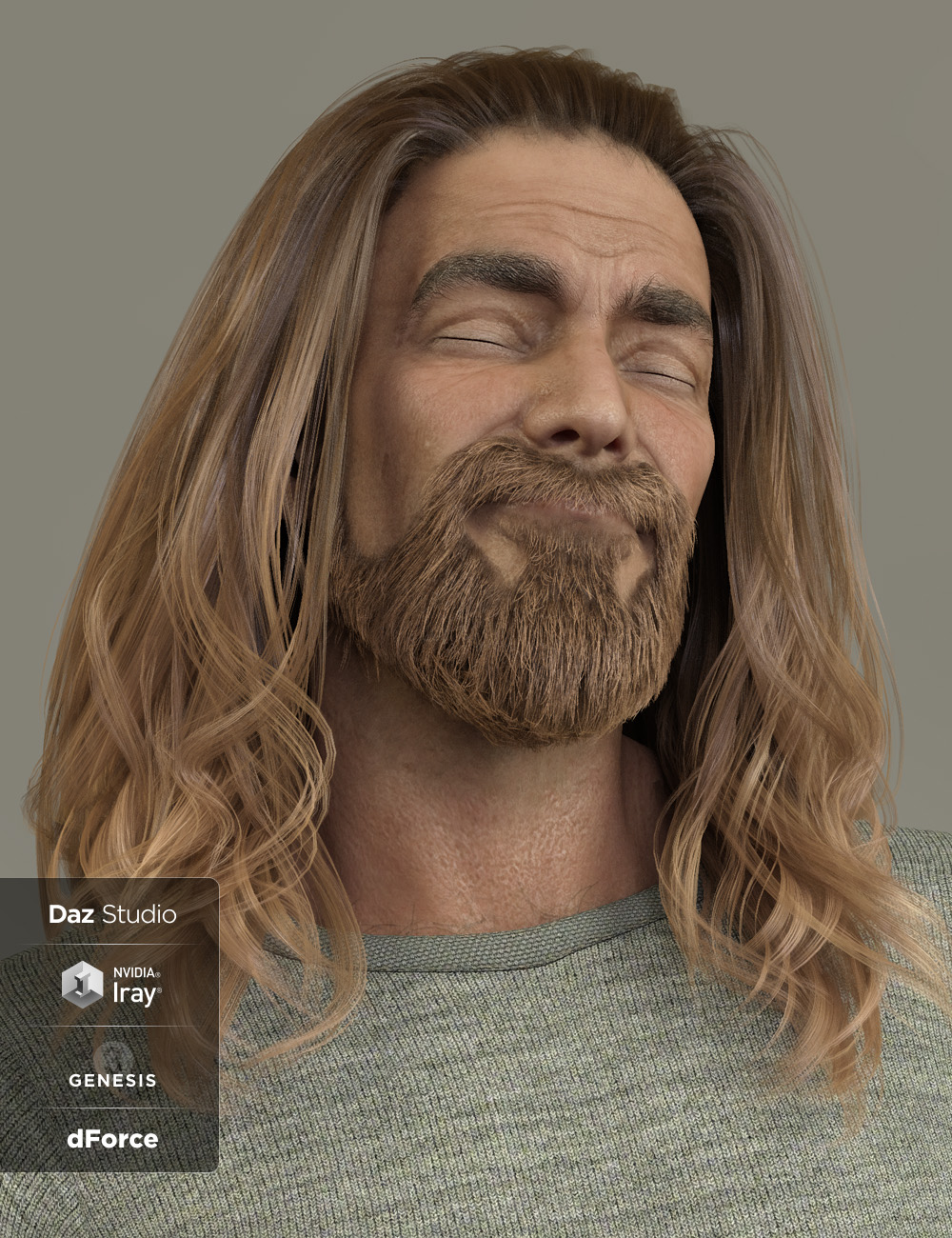 Drago Hair and Beard with dForce for Genesis 3 and Genesis 8 Male(s)