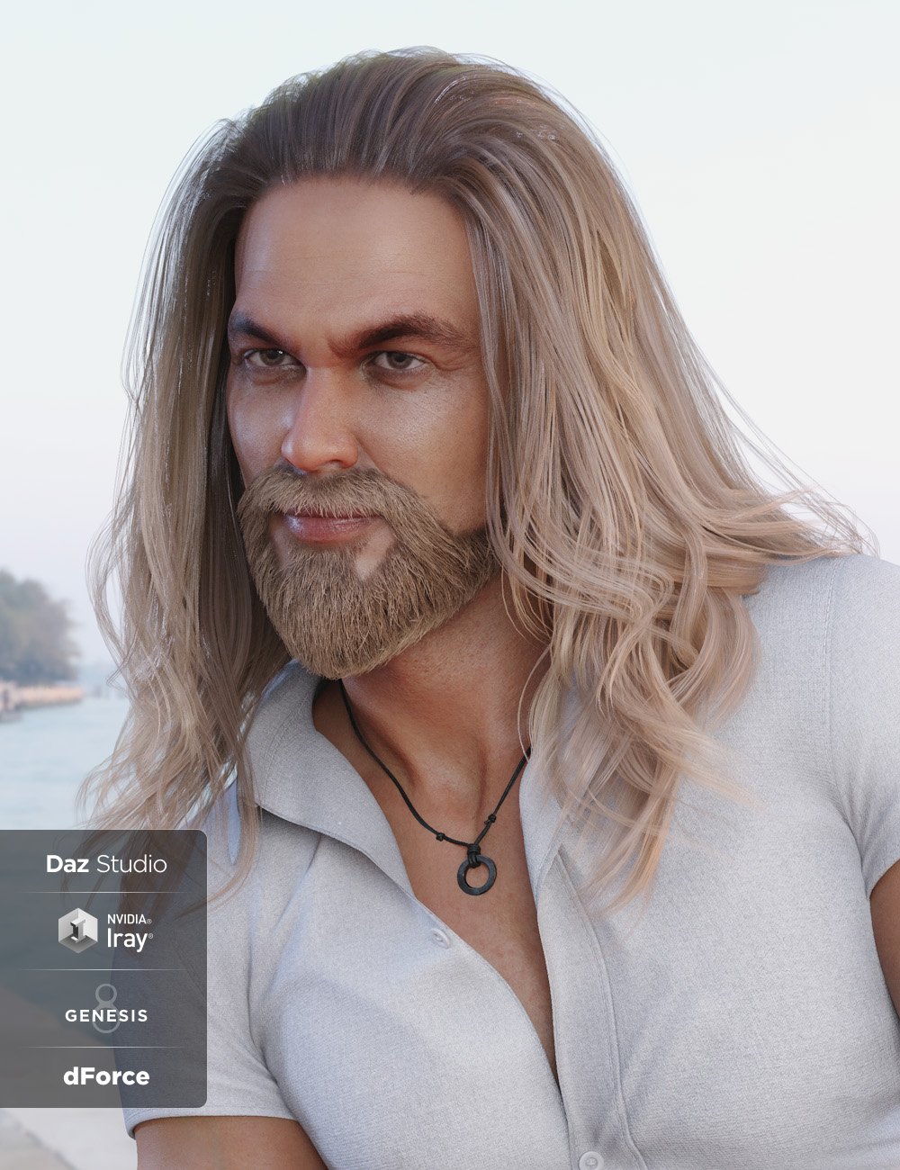 Drago Hair and Beard with dForce for Genesis 3 and Genesis 8 Male(s) by: Lady Littlefox, 3D Models by Daz 3D