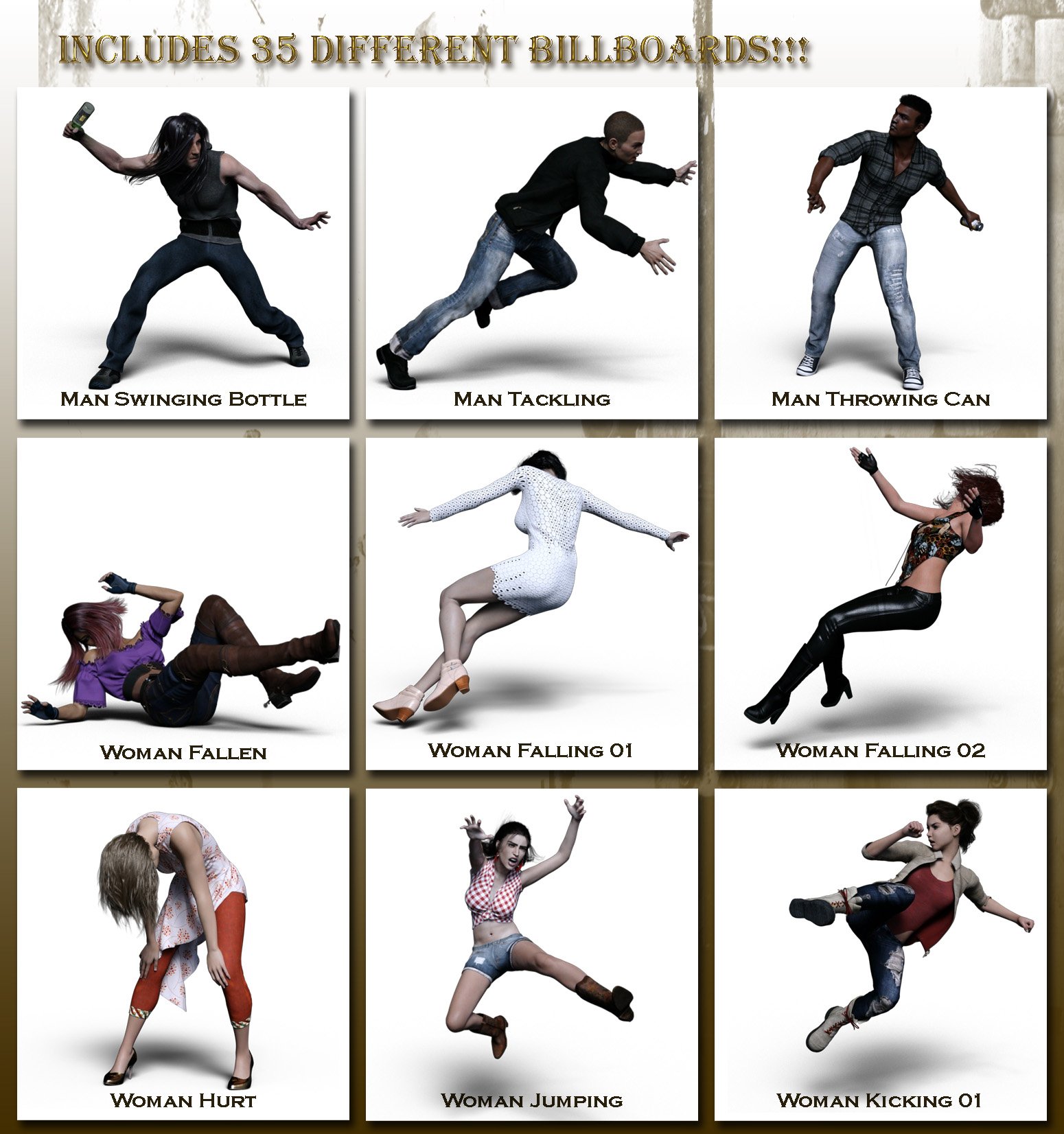 Now-Crowd Billboards - Fight Now-Crowd Billboards - Fight by: RiverSoft Art, 3D Models by Daz 3D