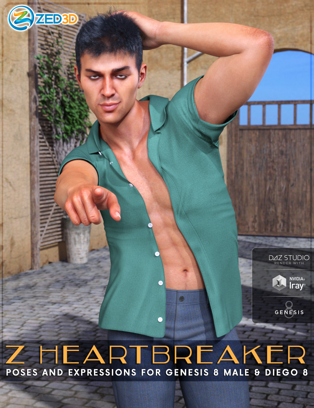 Z Heartbreaker Poses and Expressions for Genesis 8 Male and Diego 8