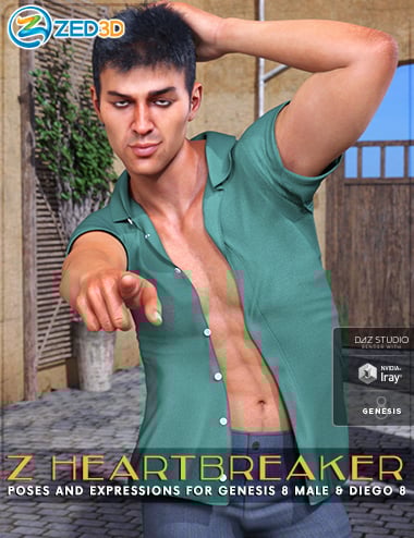 Z Heartbreaker Poses and Expressions for Genesis 8 Male and Diego 8 Z Heartbreaker Poses and Expressions for Genesis 8 Male and Diego 8 by: Zeddicuss, 3D Models by Daz 3D