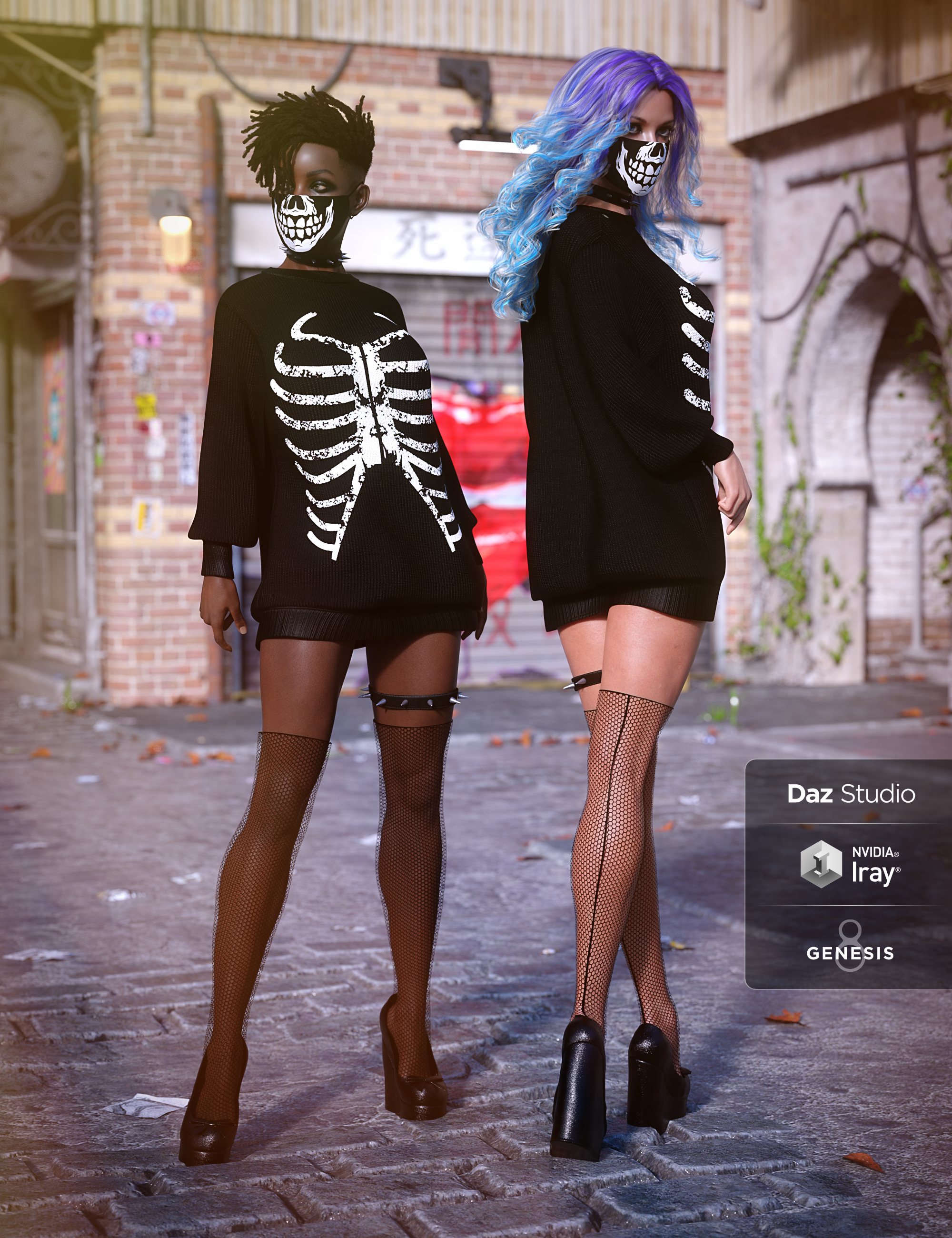dForce Yami Kawaii Outfit for Genesis 8 Female(s) by: CynderBlueShox-Design, 3D Models by Daz 3D