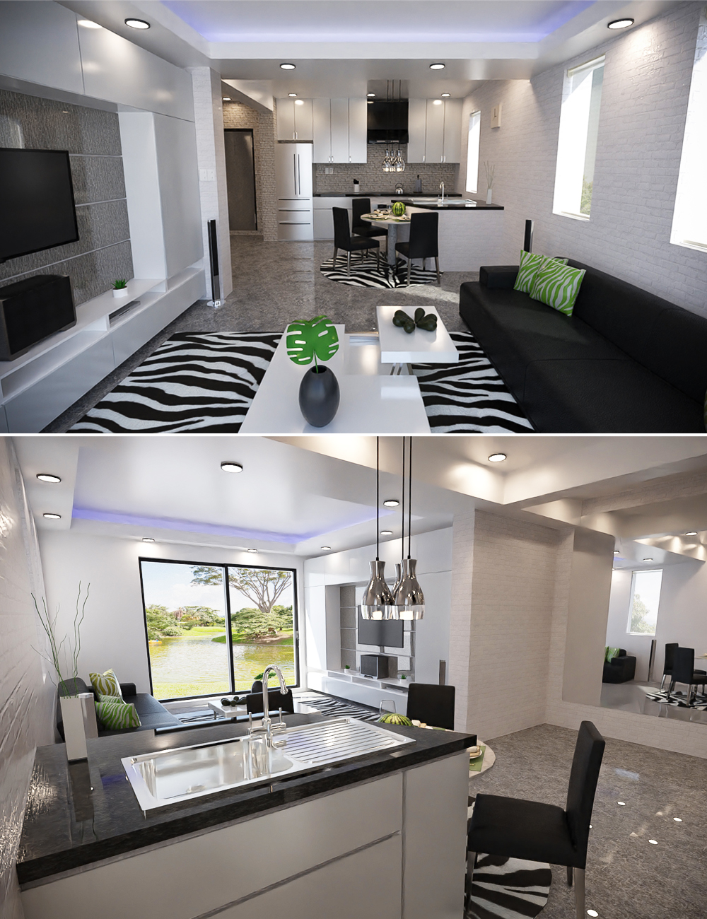 Open Kitchen and Living Room by: Tesla3dCorp, 3D Models by Daz 3D