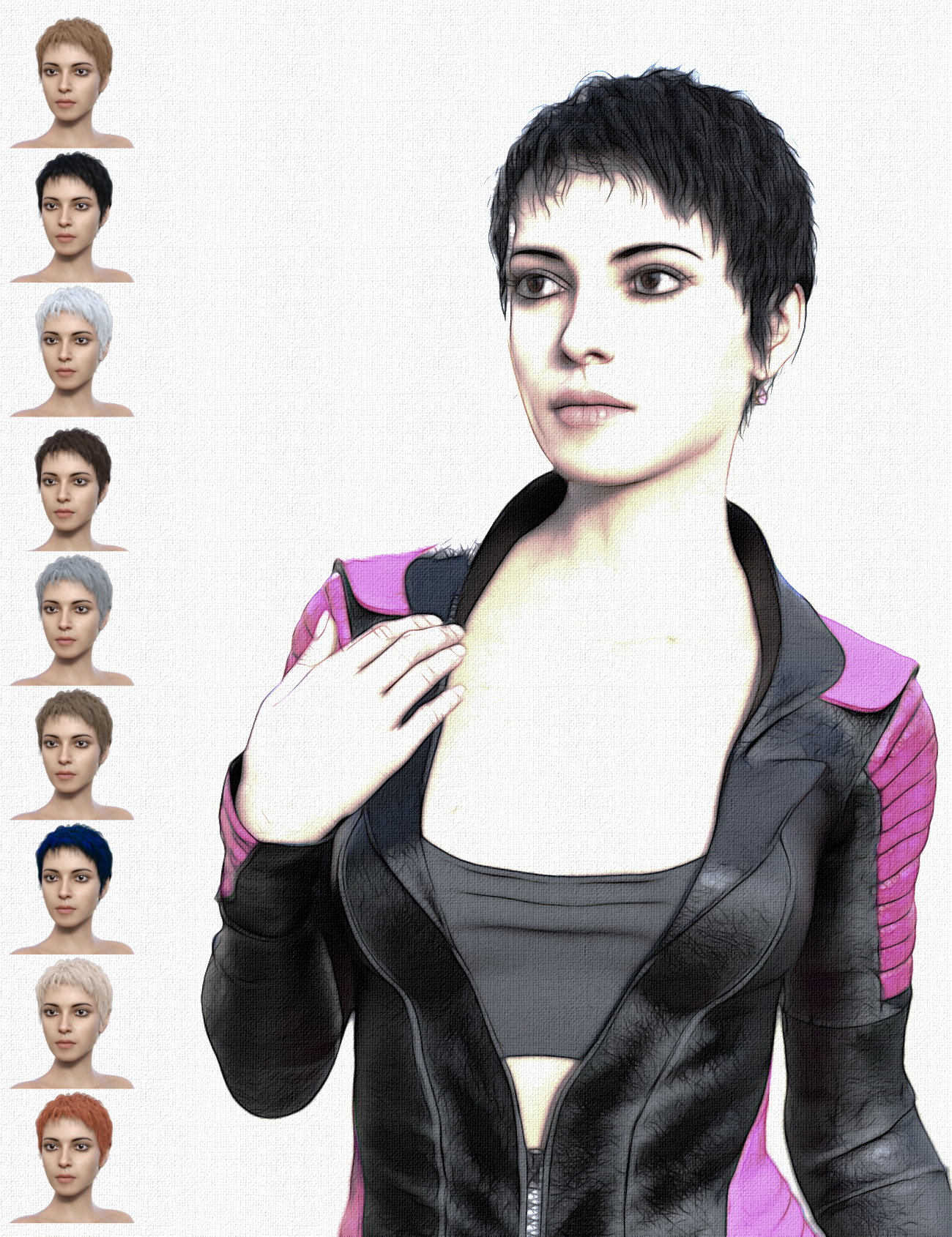 Teena Hair for Genesis 8 Female(s) by: Vyusur, 3D Models by Daz 3D
