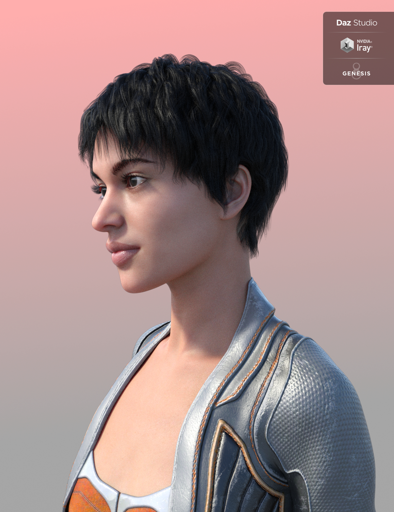 Teena Hair for Genesis 8 Female(s) by: Vyusur, 3D Models by Daz 3D