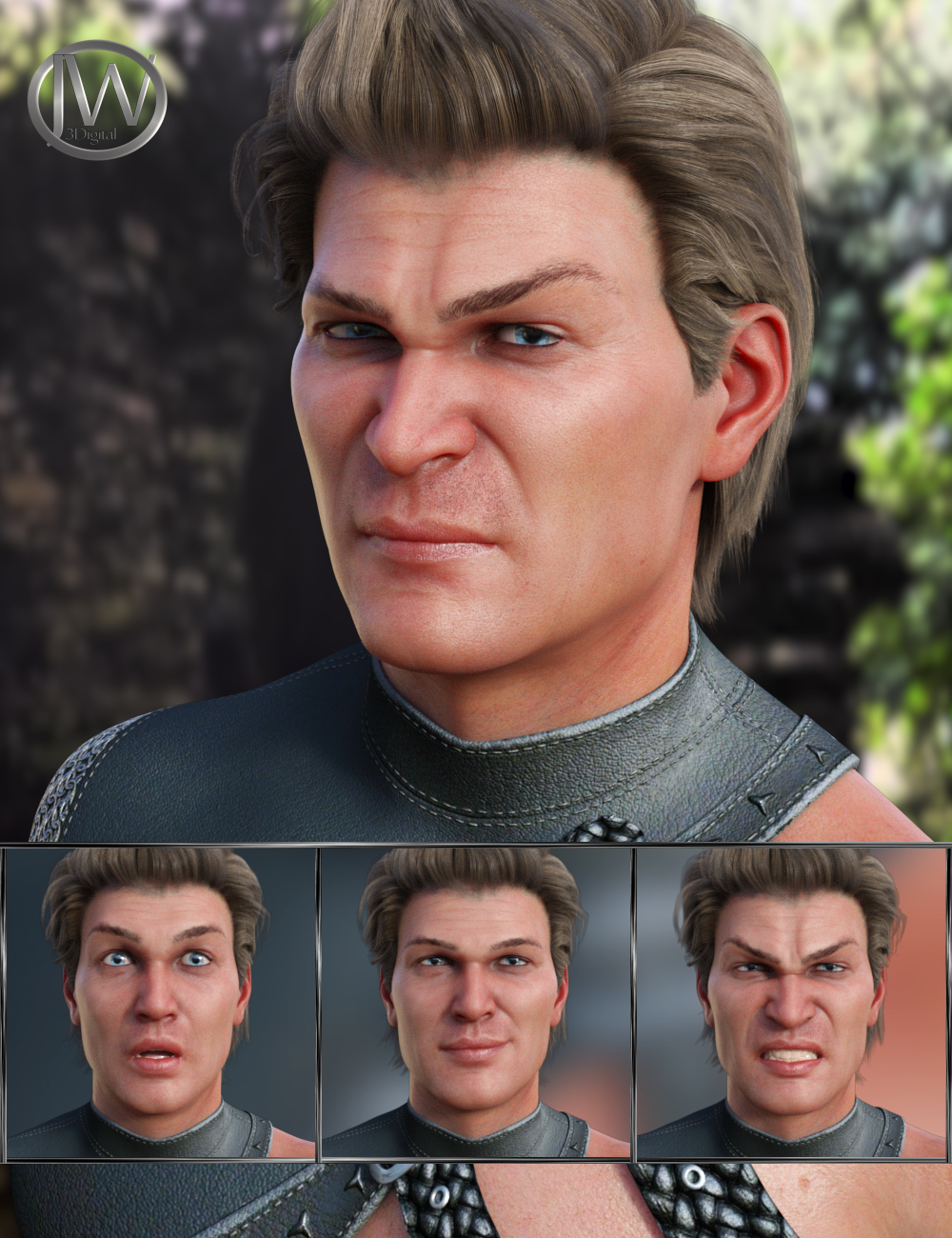 Courageous - Expressions for Genesis 8 Male and Elios 8 by: JWolf, 3D Models by Daz 3D