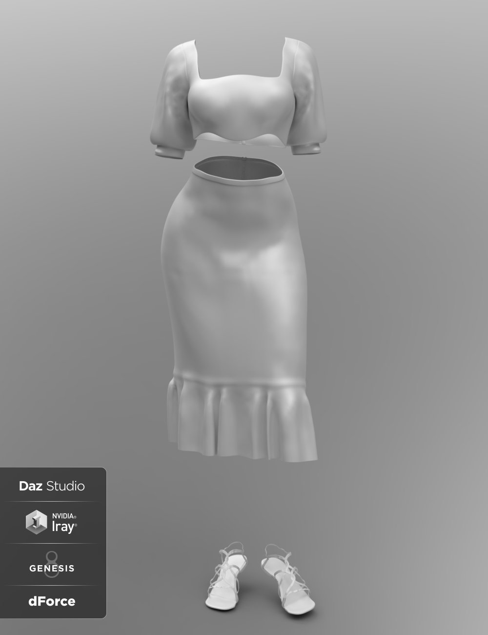 dForce Boho Ruffle Dress for Genesis 8 Female(s) by: Barbara BrundonDirtyFairy, 3D Models by Daz 3D