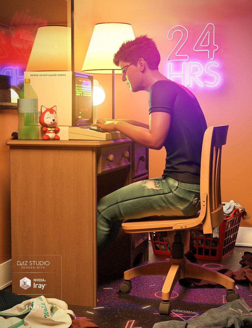 Retro Gamer Poses for Genesis 8 Male by: FeralFey, 3D Models by Daz 3D