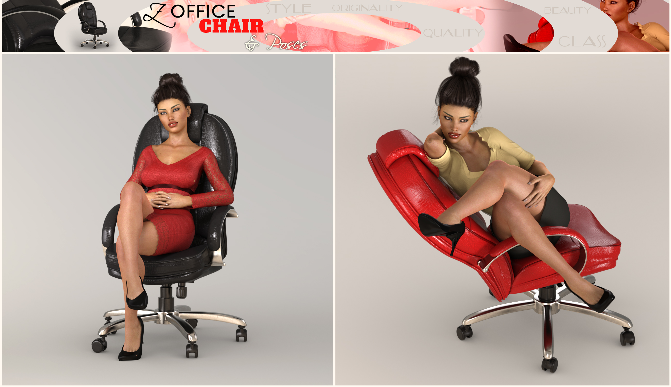 Z Morphing Leather Office Chair & Poses for Genesis 3 and 8 Z Morphing Leather Office Chair & Poses for Genesis 3 and 8 by: Zeddicuss, 3D Models by Daz 3D