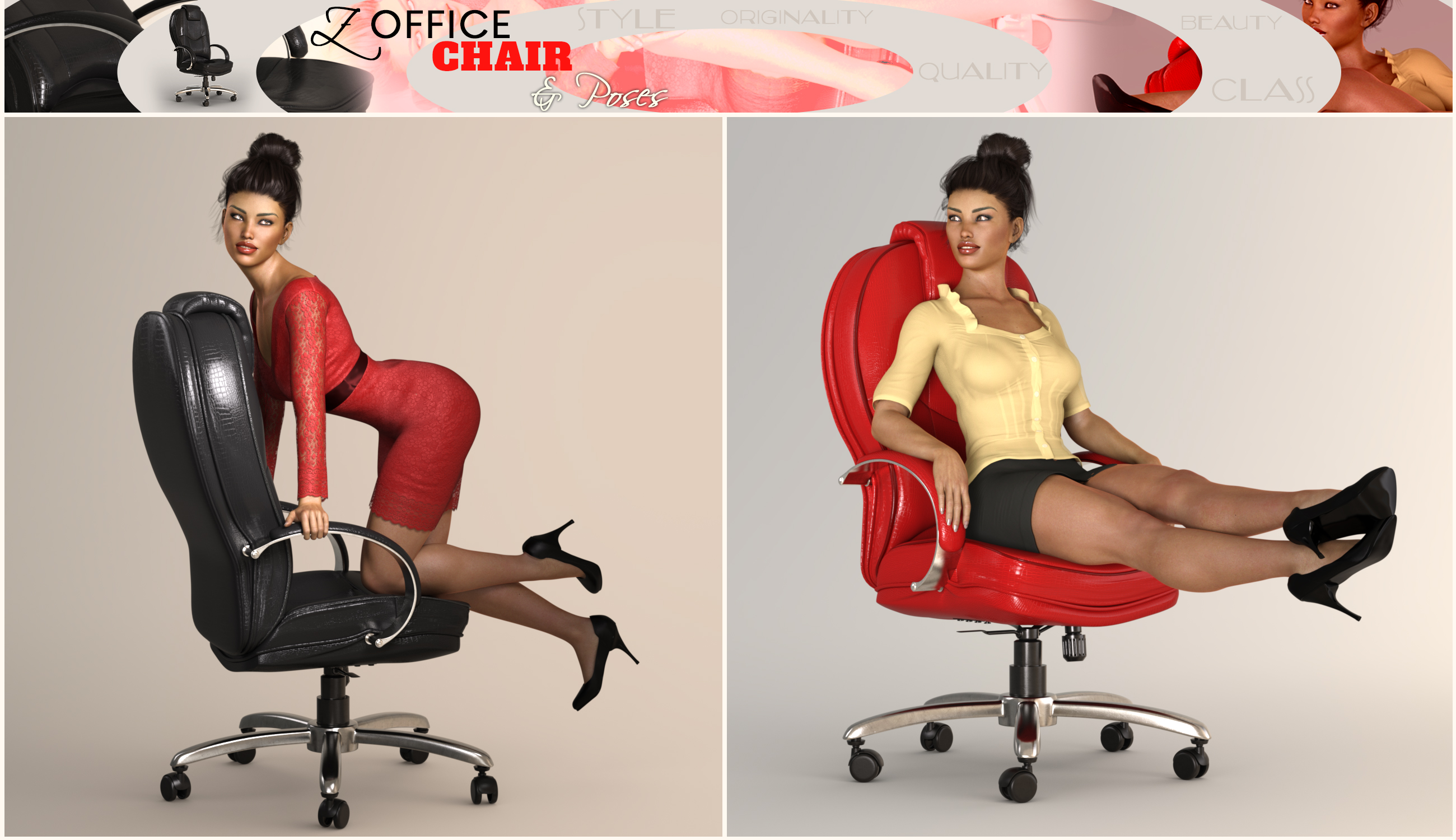 Z Morphing Leather Office Chair & Poses for Genesis 3 and 8 Z Morphing Leather Office Chair & Poses for Genesis 3 and 8 by: Zeddicuss, 3D Models by Daz 3D