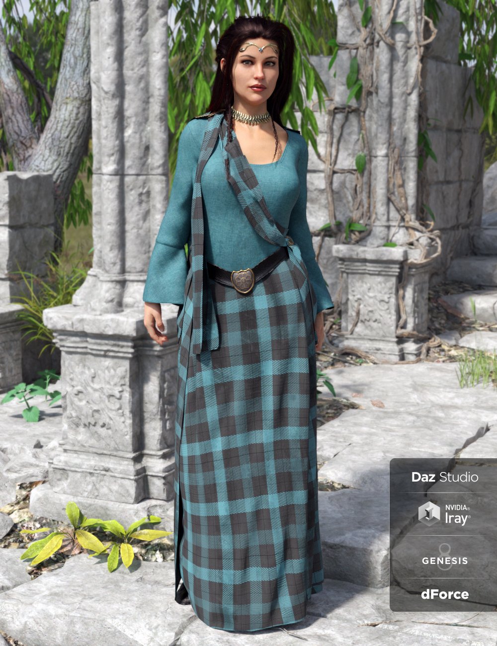 dForce Scottish Wear: Willow by: Moonscape GraphicsSade, 3D Models by Daz 3D