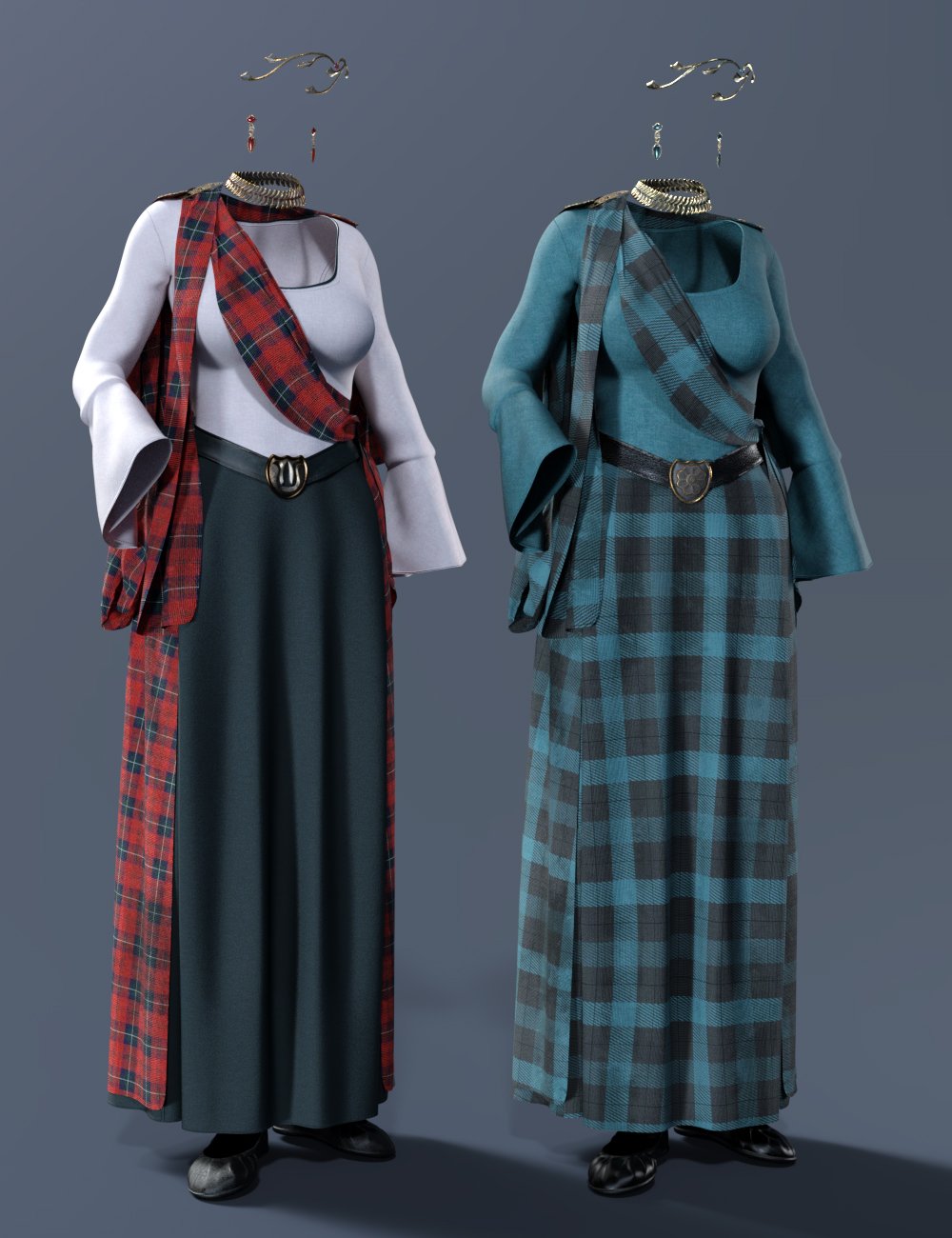 dForce Scottish Wear: Willow by: Moonscape GraphicsSade, 3D Models by Daz 3D