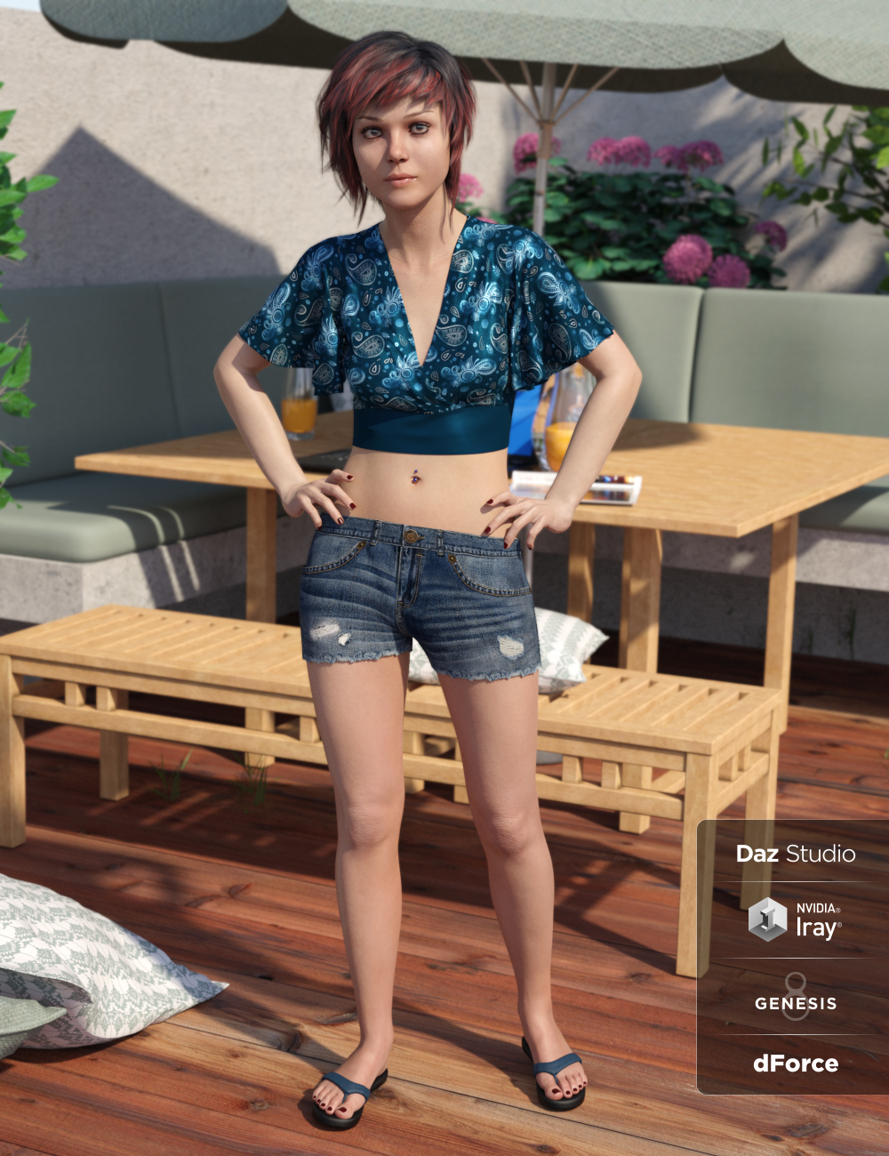 dForce Flutter Sleeve Outfit for Genesis 8 Female(s) by: Ryverthorn, 3D Models by Daz 3D