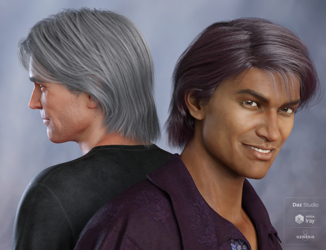 Jaggar Hair for Genesis 8 and Genesis 3 Male(s) by: 3DCelebrity, 3D Models by Daz 3D