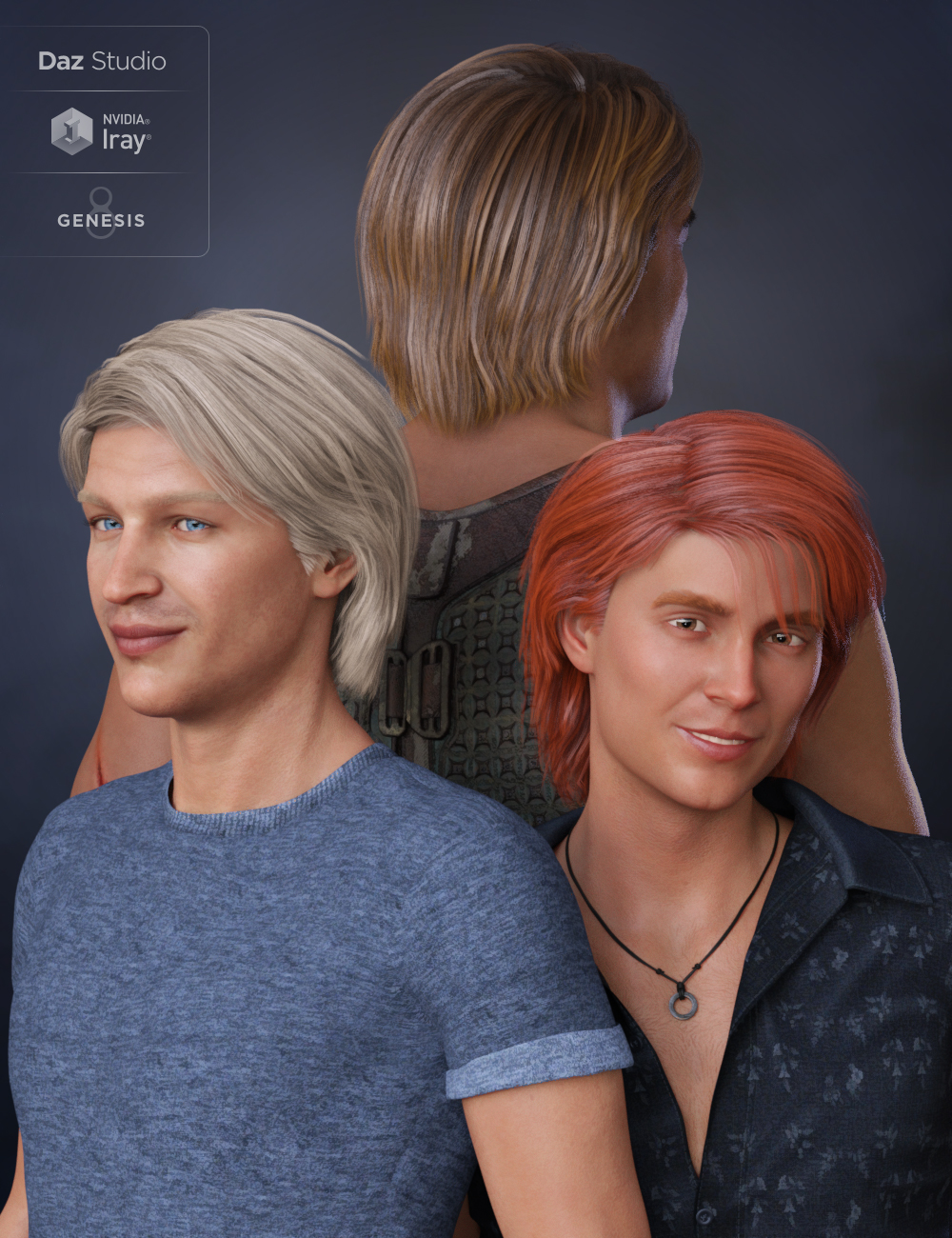 Jaggar Hair for Genesis 8 and Genesis 3 Male(s) by: 3DCelebrity, 3D Models by Daz 3D